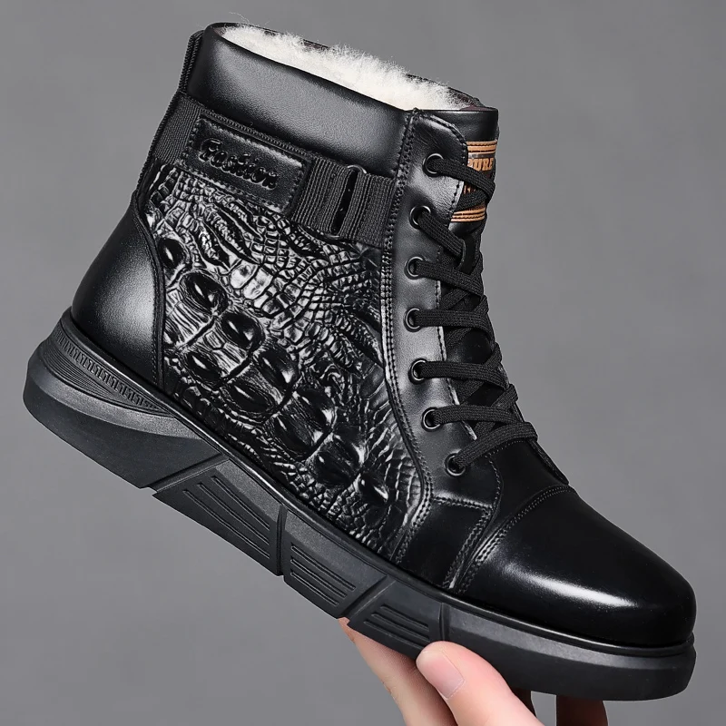 rendy fashion cotton boots warm wear-resistant comfortable simple Leather Mens Dress Boots Winter Shoes Men Zapatillas Hombre