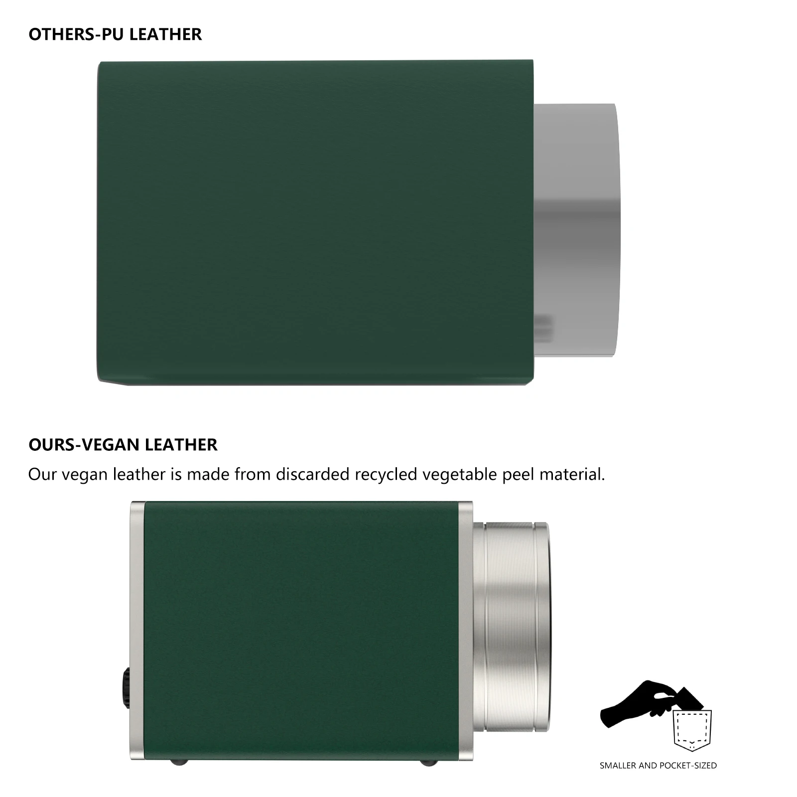 Penggulung jam tangan tunggal untuk jam tangan otomatis "kulit Vegan" untuk wisatawan wadah penyimpanan dengan kotak hadiah-hijau antik