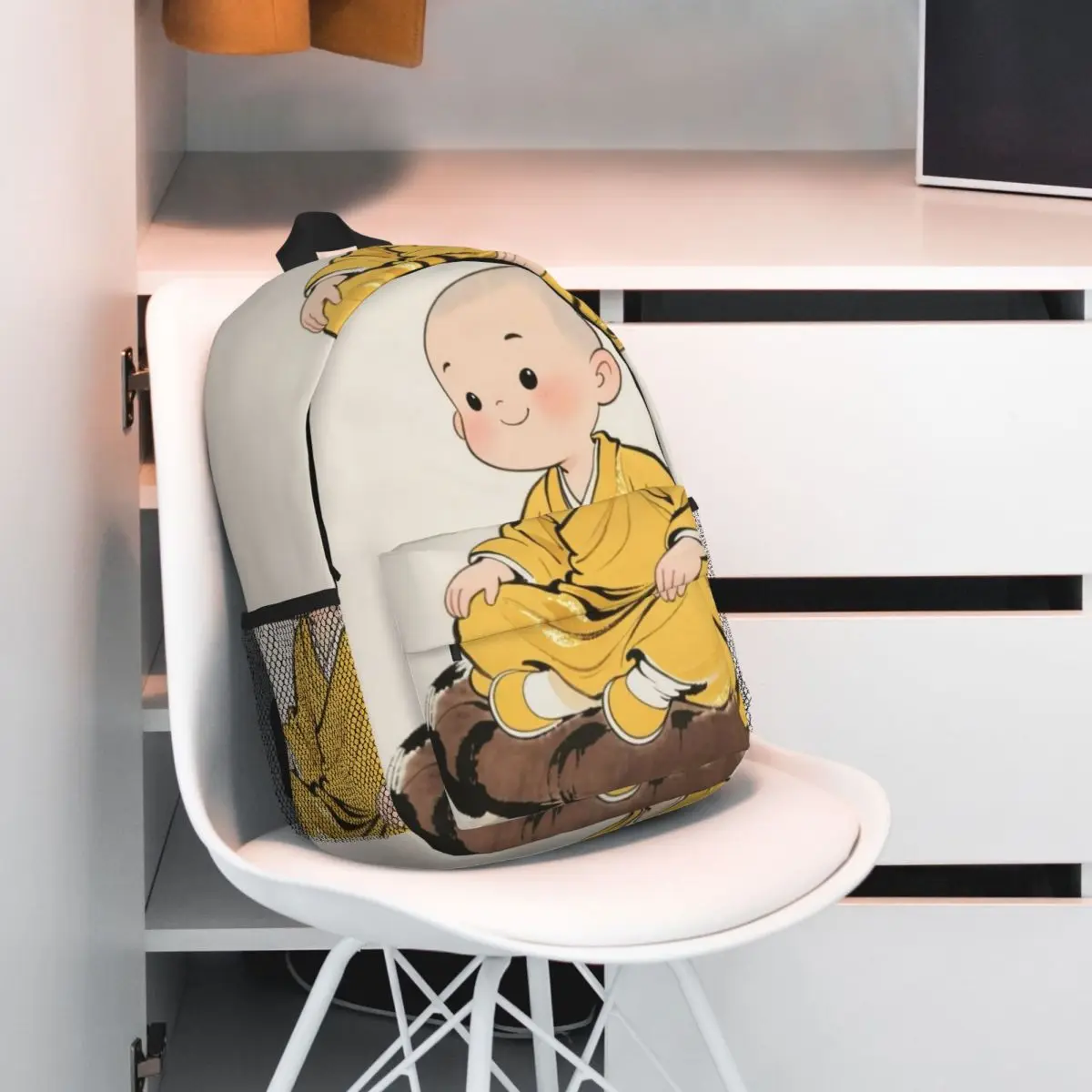 Cartoon Monk Cute Backpack Student BookBag Children School Bag Computer Shoulder Bags for Men Women