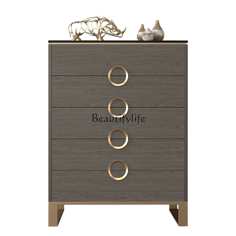 

Italian minimalist light luxury style chest of drawers modern minimalist living room rock slab storage cabinet