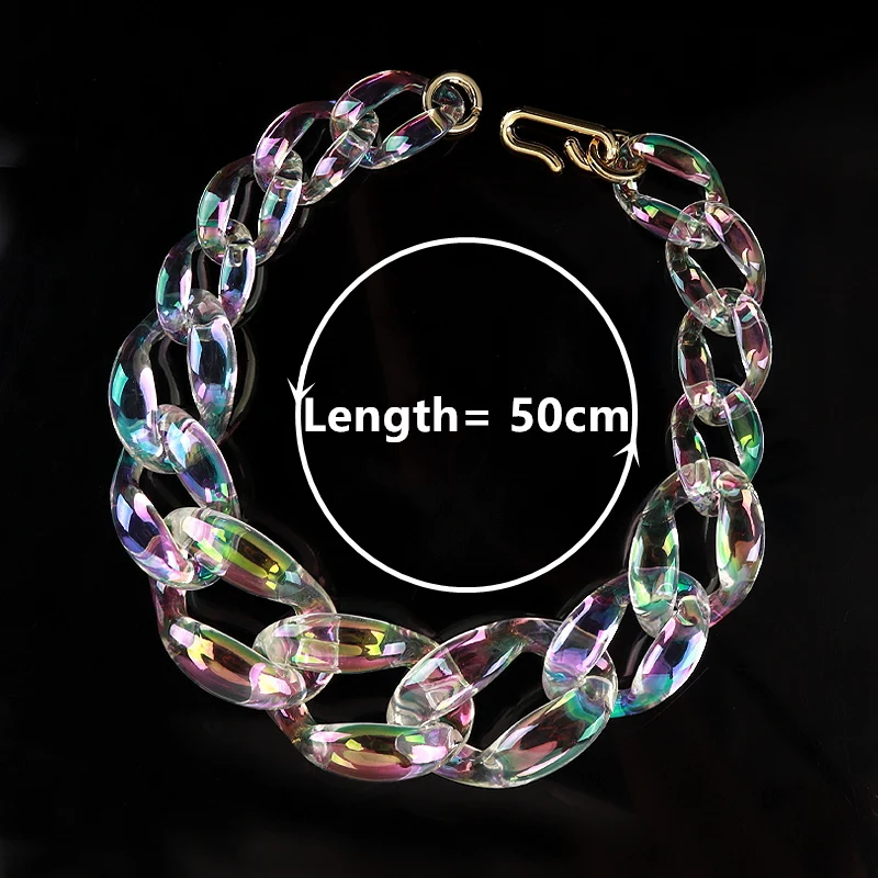 FishSheep Iridscent Color Acrylic Chunky Chain Choker Necklace for Women Resin Boho Transparent Big Necklaces Female Y2K Jewelry