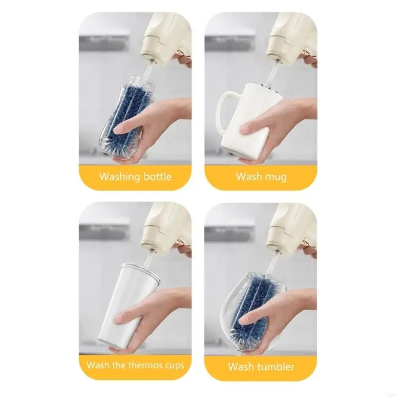 J1HF Silicone Baby Bottle Brush with Rotatable Handle Nipple Cleaner Brush Efficient Cleaning Tool for Home and Travel Use
