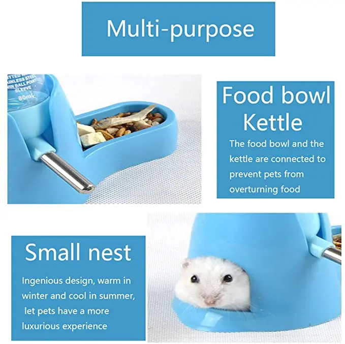 Water Feeder Small Animals Automatic Dispenser Drinking Water Bottle Bowls Dish with Food Container for Hamster Accessories