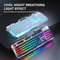 EWEADN GX80Z Gaming Membrane Keyboard, 104Keys Wired All-Metal Panel Silent with LED Backlit, Esports, Home Use, School, Laptop