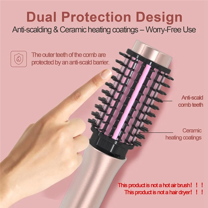 

A55X-Cordless Hair Curling Iron Brush, Mini Travel Hot Straightener Comb, 3-In-1 Portable Wave Curling Wand,Heated Brush
