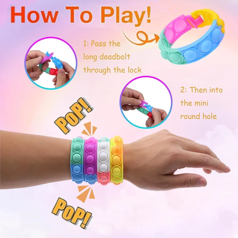 Pop Bracelets Fidget Toys Bulk Its  Party Favors for  Pop Fidget Bracelet It Fidget Toy Fidgets for Classroom Prizes End of Year