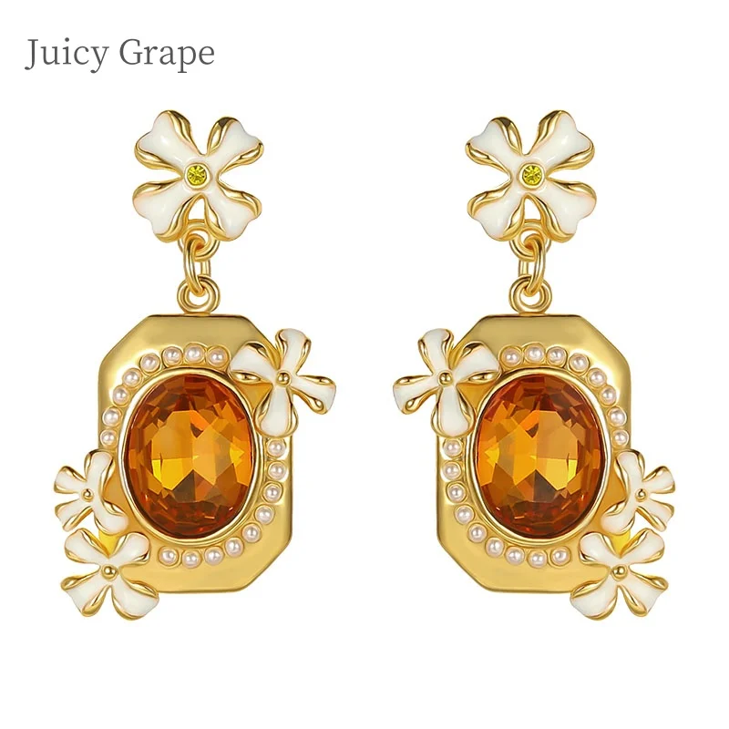 

Official Website Palace Style Osmanthus Flower Gem Earrings Female French Desig Exquisite Earrings New Trendy and Noble Earring