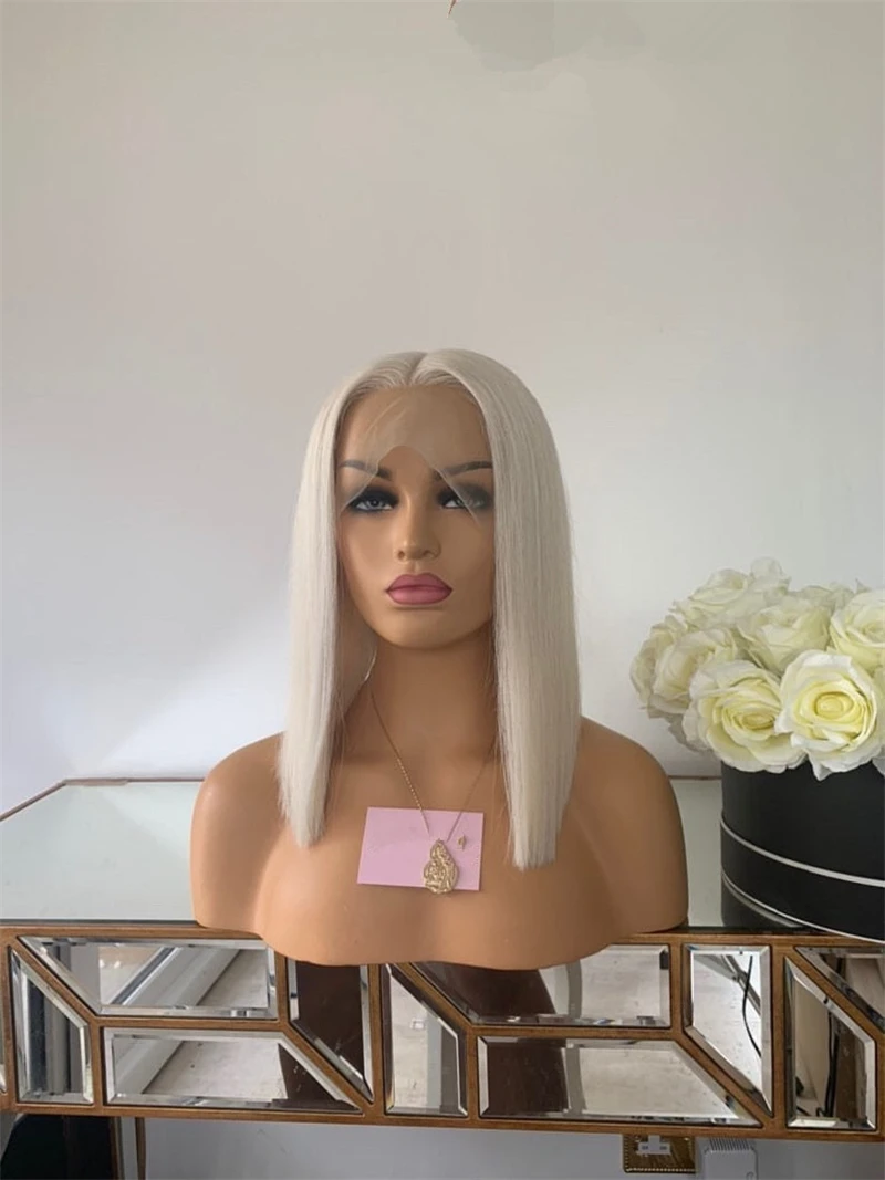 Platinum Blonde Wig 13x1 Lace Front Wig Long Silky Straight Glueless Human Hair Lace Wigs For Women Daily Wear