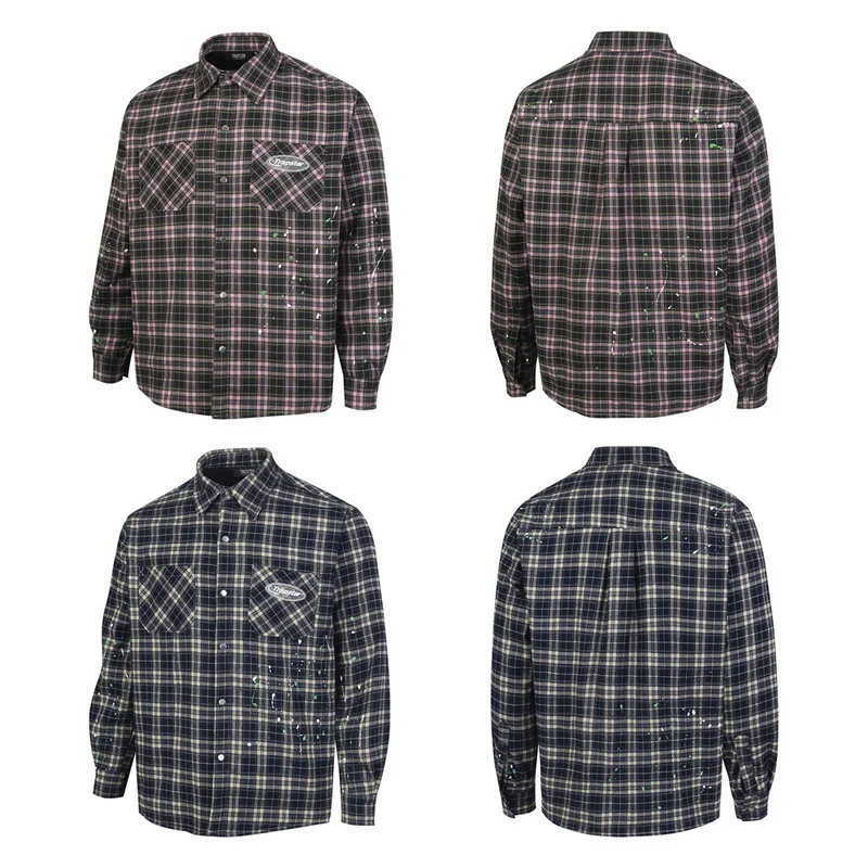 

Осень-зима 2024, клетчатый длинный све, хлопок Jaet irt ex Youth Faion, свободный крой, не требующий глажки, молодежный тренд