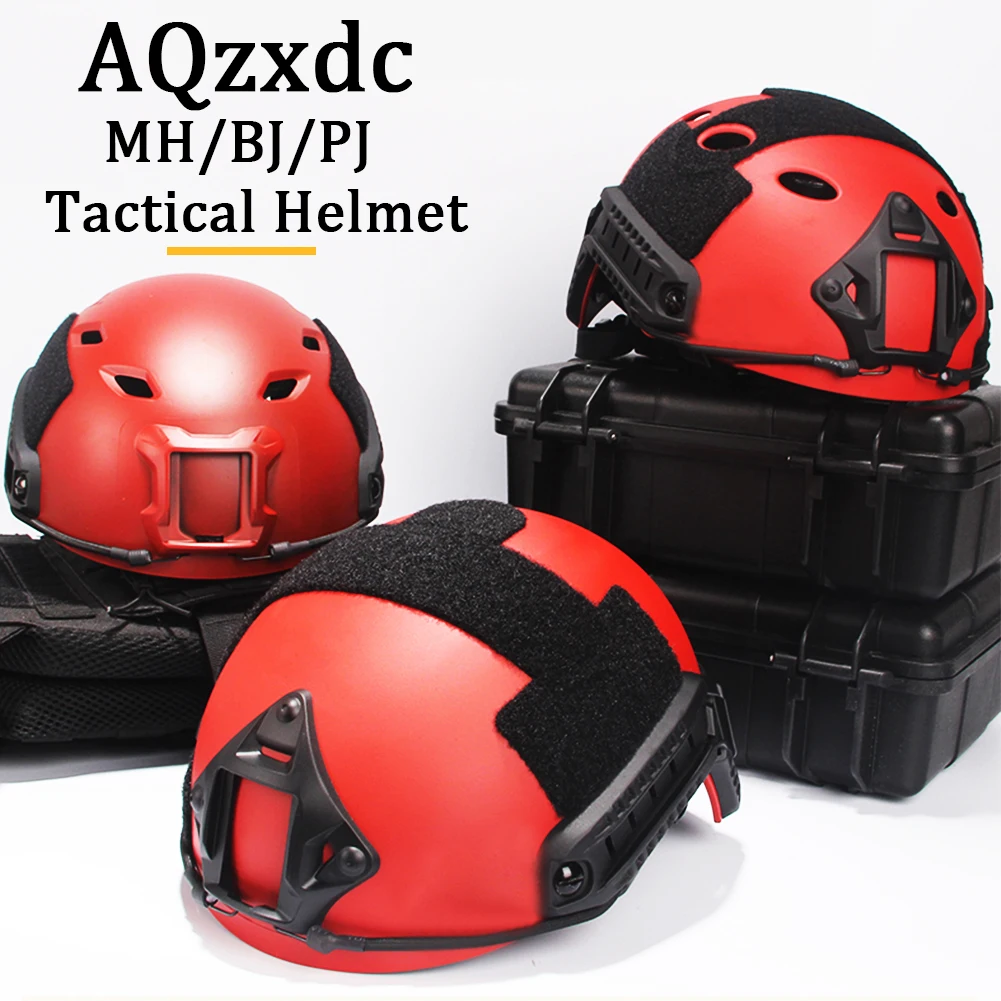 FAST MH/PJ/BJ Type Tactical Helmet, with Side Rail & NVG Mount, All-In-One Red Airsoft Protective Helmet, for Outdoor Paintball