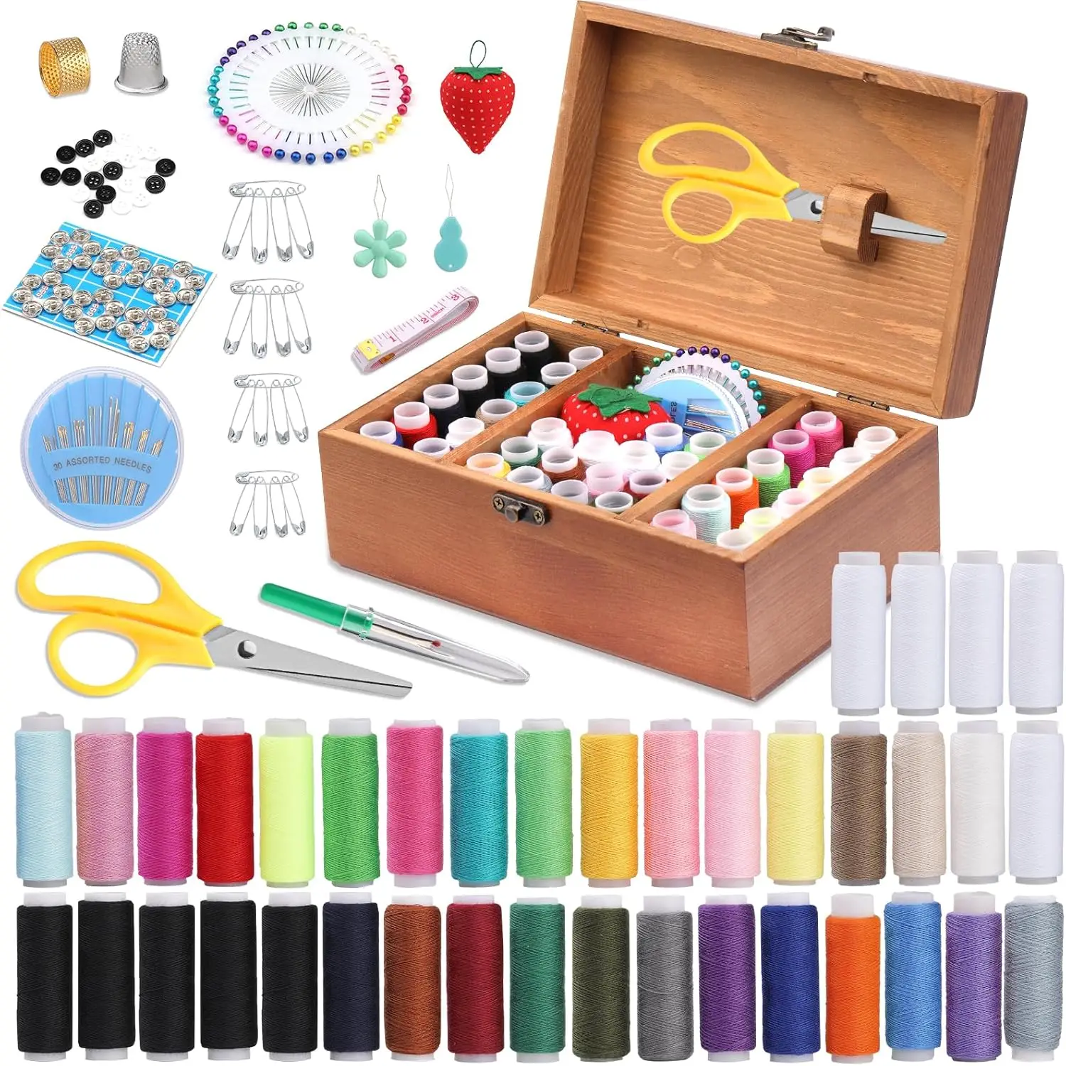 

IMAZY 196pcs Sewing Kit Accessories and Supplies Repair Kits Hand Sewing Tool with StitchingThread Needle Pin Cushion Button