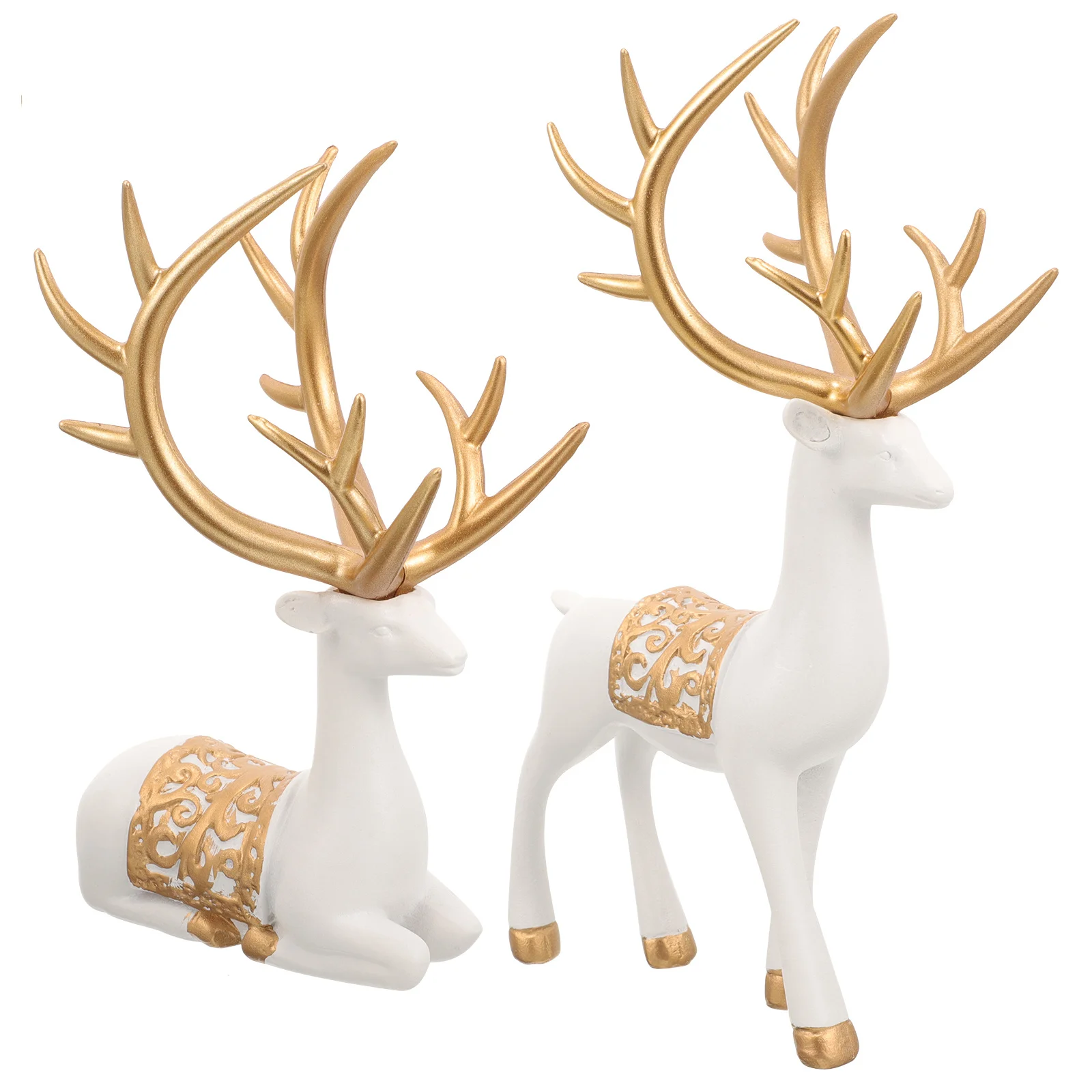 

1Pair Decorations Ornaments Resin Deer Statues Christmas Reindeer Indoor Table Top Decor Living Room Bedroom Cabinet Display