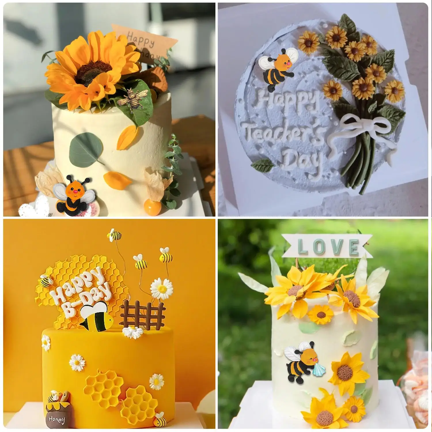 Bees Silicone Fondant Moulds For Cake Decorating Tools Cupcake Topper Chocolate Candy Gum Paste Polymer Clay Moulds