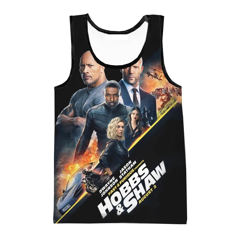 سريع وغاضب ثلاثية الأبعاد طباعة تانك القمم الرجال الصيف الشارع الشهير المتضخم اللياقة البدنية الصالة الرياضية س الرقبة سترة بلا أكمام ملابس الشاطئ الرجال #4