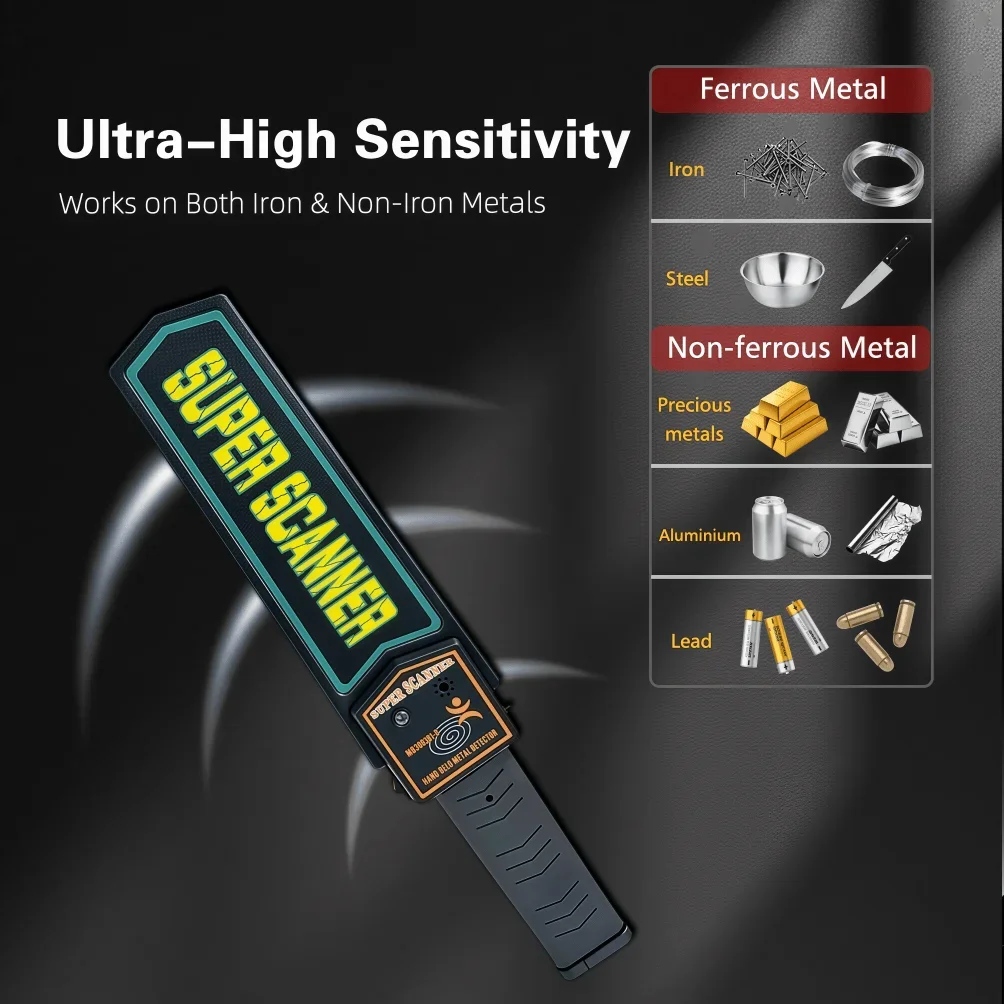 Portable Handheld Metal Detector Wand, High Sensitivity Dual-Button Scanner for Public Safety Inspection