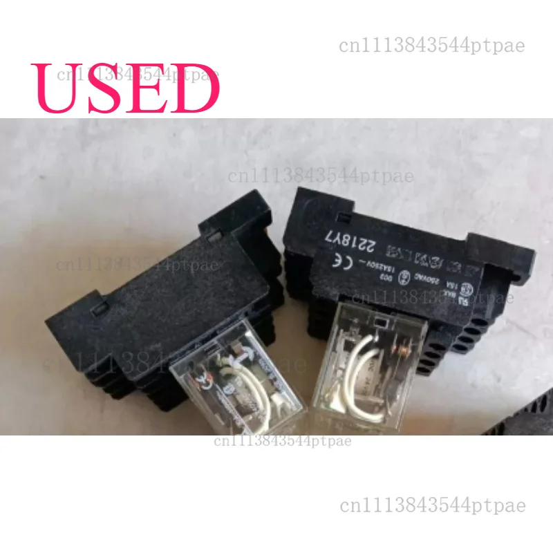 One relay: ly4n-d2, dc24v, 14-pin wide with bottom base. (real picture taken)