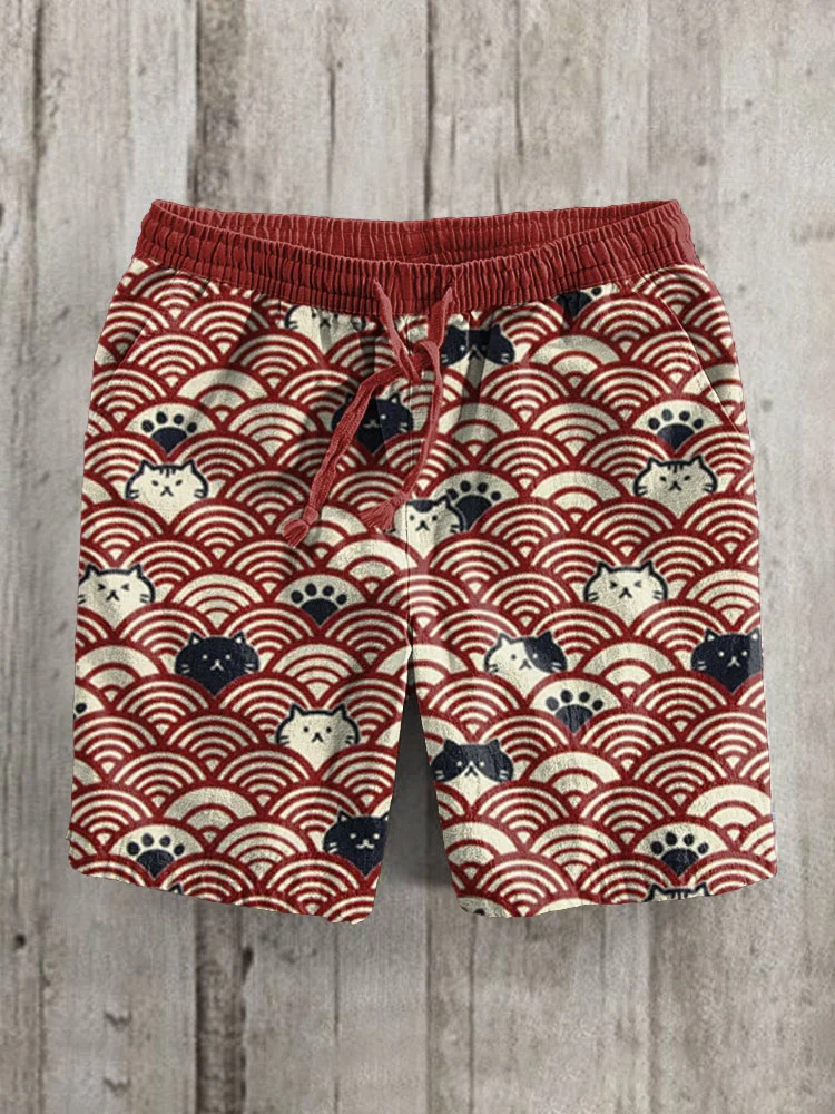 Pantalones cortos de playa con estampado de gato para hombre, Shorts deportivos diarios para exteriores, talla grande, bañadores sueltos para vacaciones, Verano