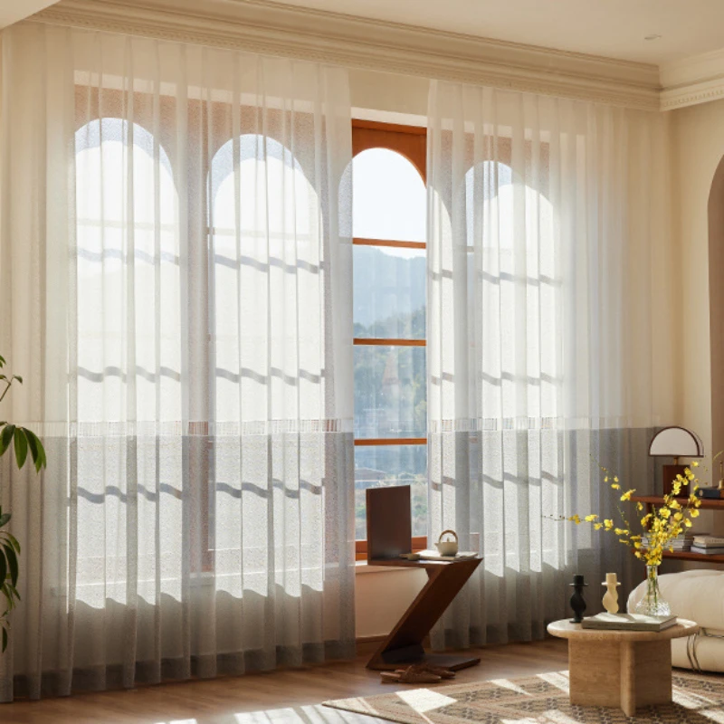 High-quality Curtains for Living Dining Room Bedroom Sense of Light Translucent Opaque Window Screen