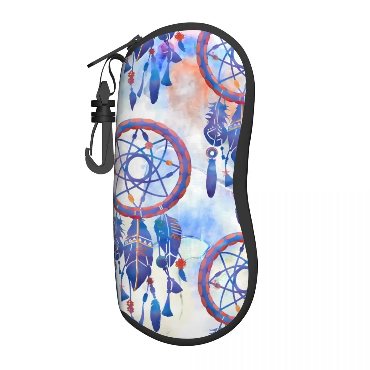 Blue Dream Catcher Vertical Glasses Case Modern Boho Print Pocket Personalized Sunglasses Pouch Soft Male Female Eyewear Bag