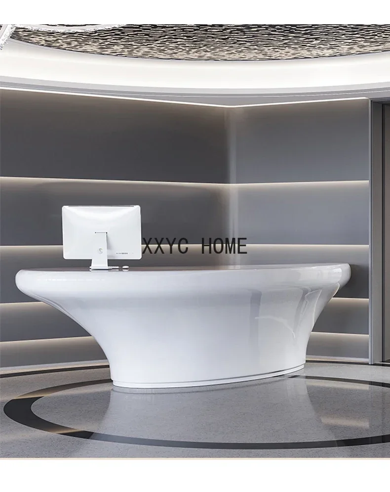 

Reception Desk Company Reception Desk Modern Special-Shaped Paint Arc Desk Creative Beauty Bar Counter