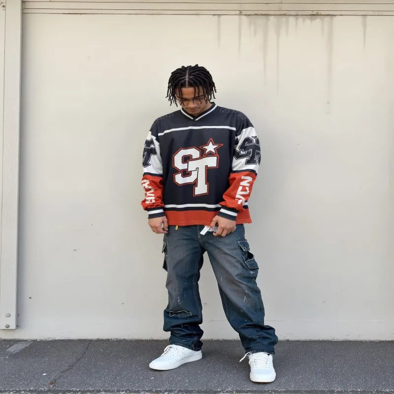 

Loose Long Sve T-irt ex Vintage fiti Print Casual Cotton Tee for Men And Women Autumn Winter New Sle