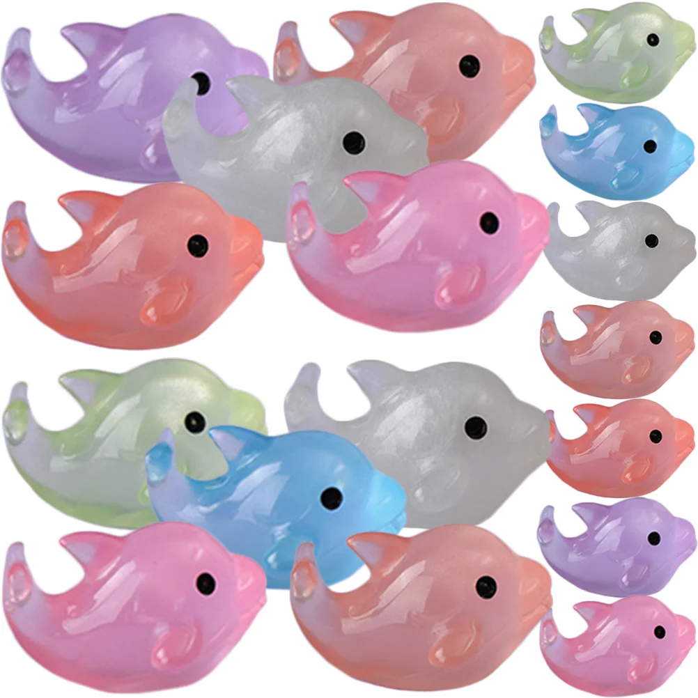 28 Pcs The Animal Micro Landscape Dolphin Minature Toy Miniature Figurines Luminous Little Animals Figures Tiny for Kids Office