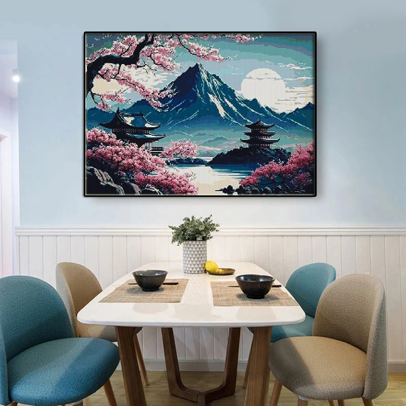 5D Japanese Mount Fuji Landscape Diamond Painting Sakura DIY Full Diamond Mosaic Cross Stitch Rhinestone Embroidery Home Decor