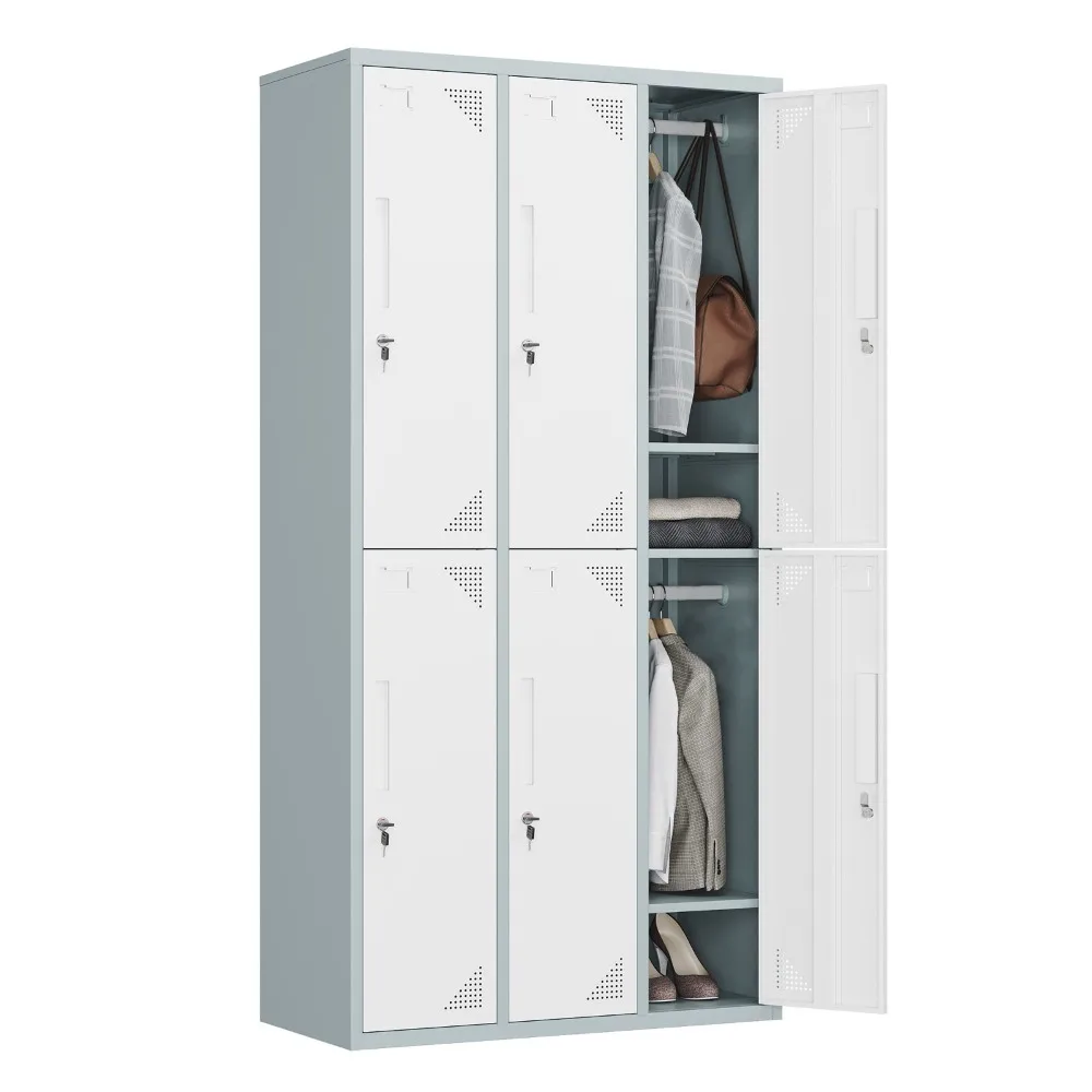 

6 Doors Locker,Metal Locker Storage Cabinet,Storage Locker for Home,School,Gym