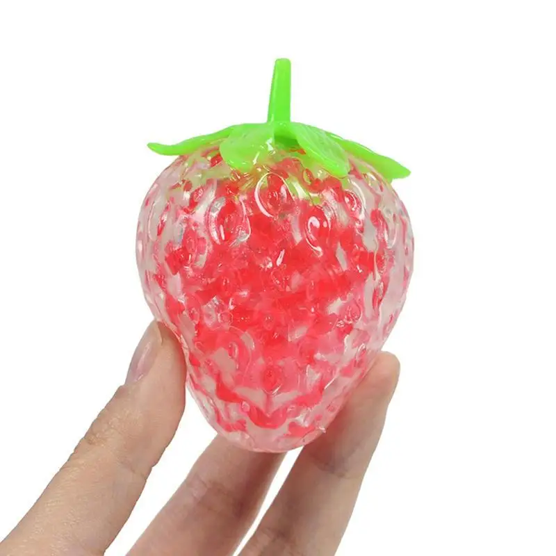 Strawberry Stress Ball Stretchy Fruit Squeeze Toy Squishyy Strawberry Water Bead Stress Ball Anxity Relief Trick Toy For Adults