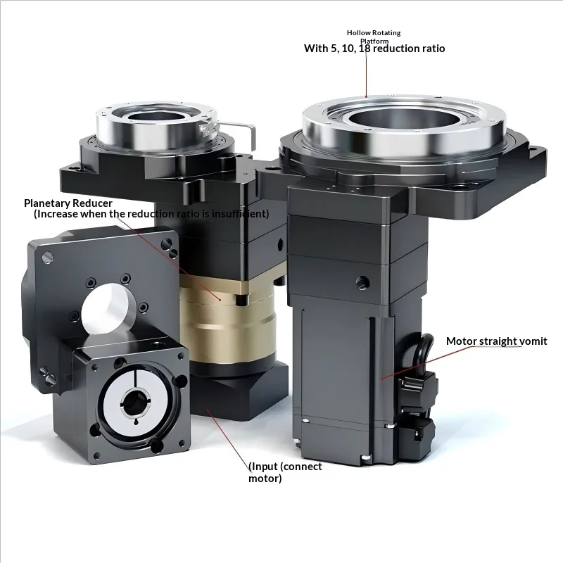 85 / 130 Precision Hollow Rotary Platform Reducer, Servo-Driven Hollow Indexing Turntable, Electric Rotary Worktable