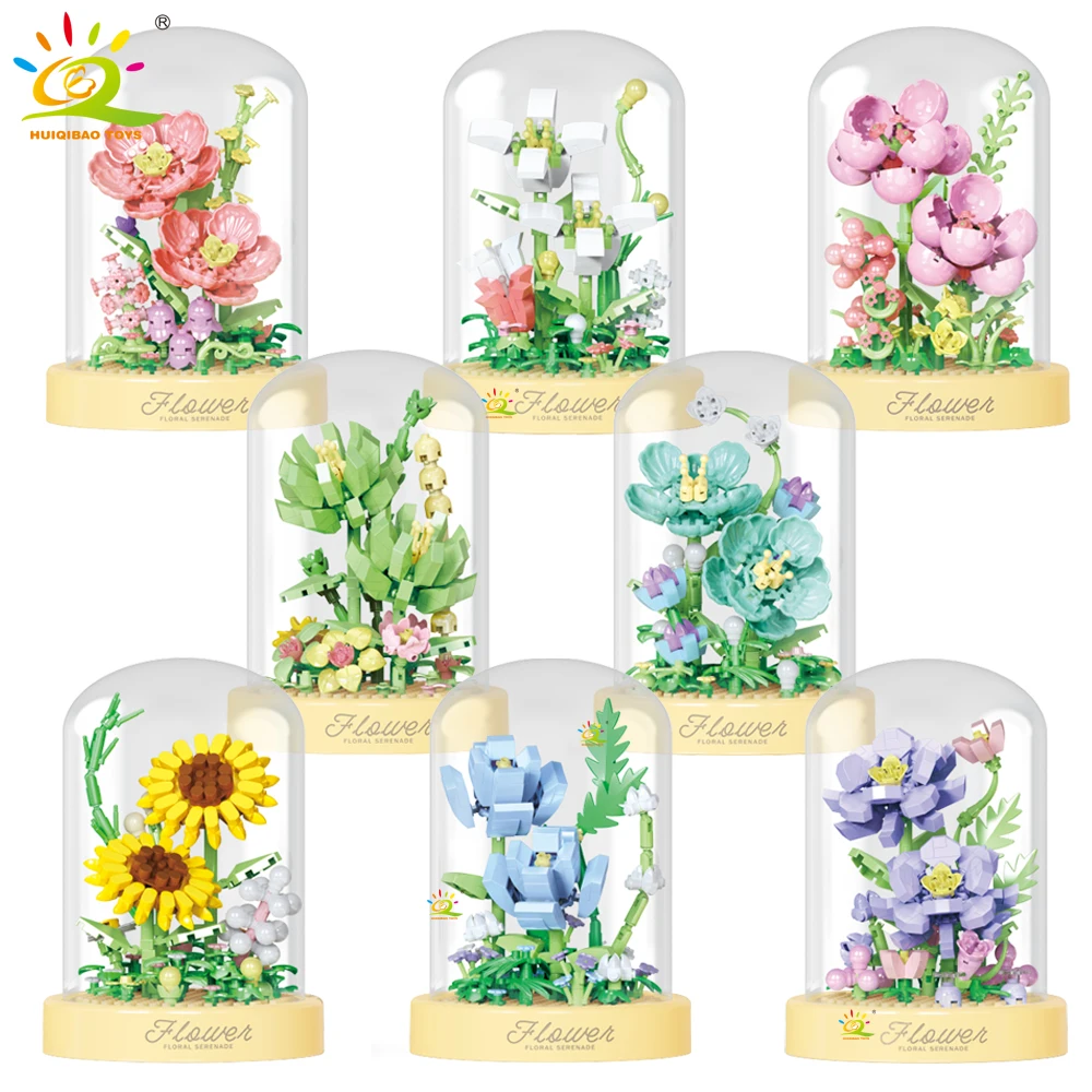 HUIQIBAO MOC Bloemendisplay Box Micro Bouwsteen MOC Mini Bloem Mini Diamant Model Baksteen Speelgoed voor Kinderen Bureau Decoratie - afbeelding 2