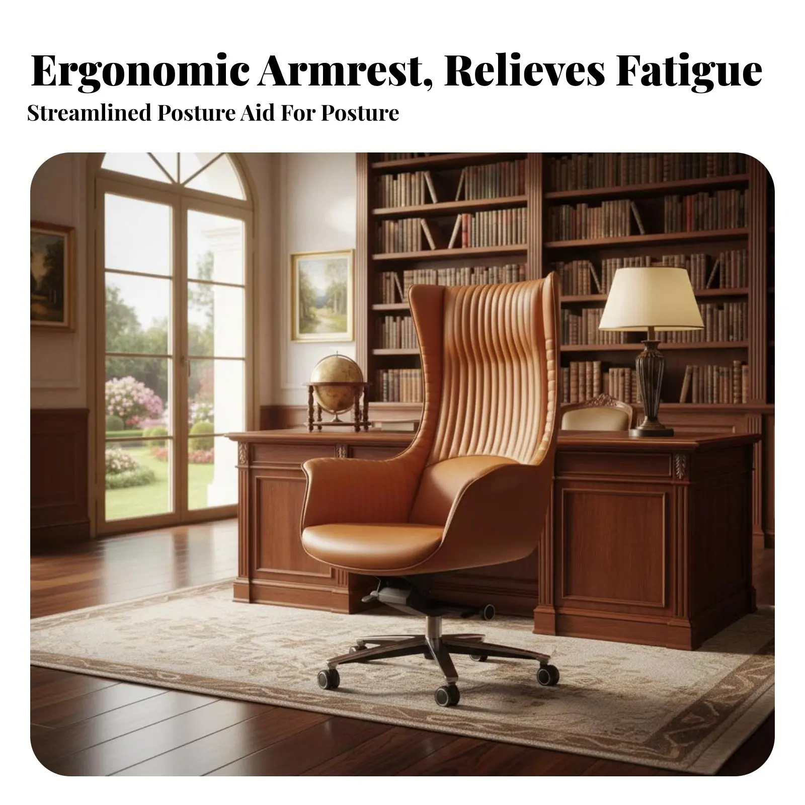 

Высокое офисное кресло руководителя с обивкой из премиальной кожи, регулируемой высотой и прочной основой для взрослых