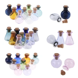 2Pcs 1:12 Dollhouse Mini Glass Color Bottles with Cork Miniature Bottles Tiny Jar Vials Wishing Bottle Model Pretend Play Toy