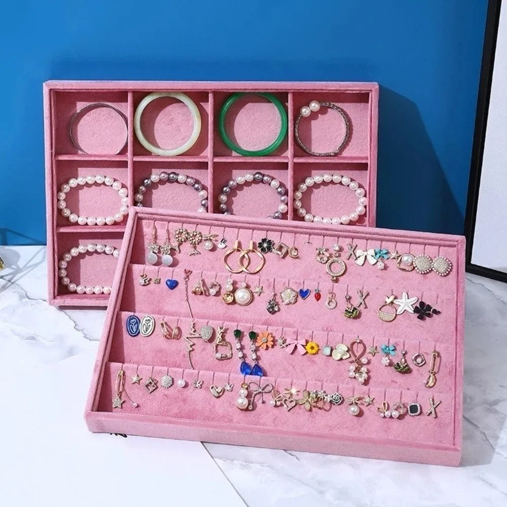 

Элегантные бархатные органайзеры для украшений: штабелируемые прямоугольные тканевые шкатулки для хранения, износостойкие, экономящие место