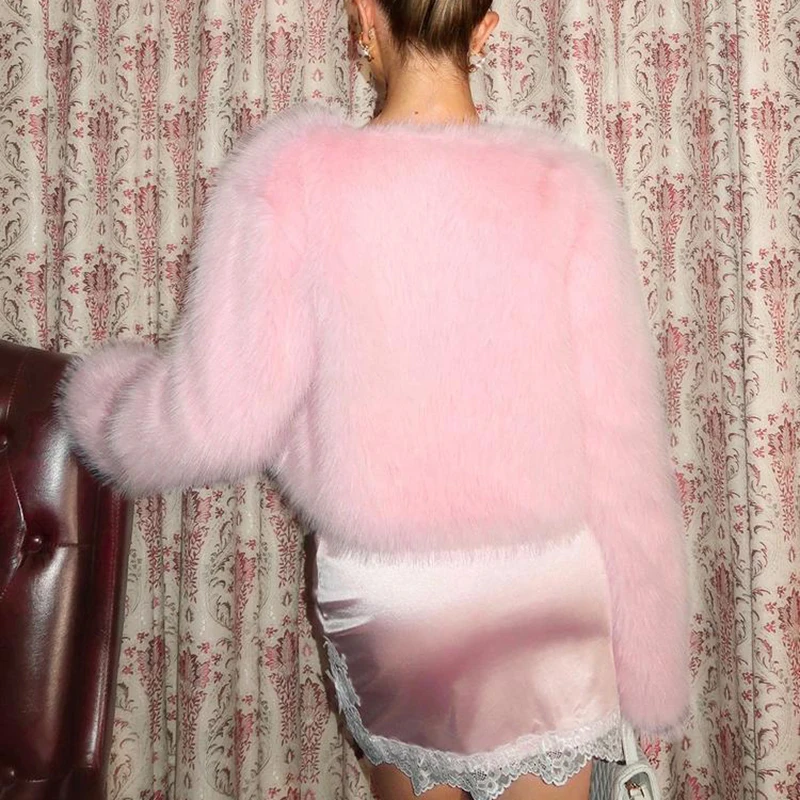 Stylish Faux Fox Fur Jacket Women Thick Warm Short Long Sleeve Open Front Outerwear Female Elegant Multicolor Party Wear Coats