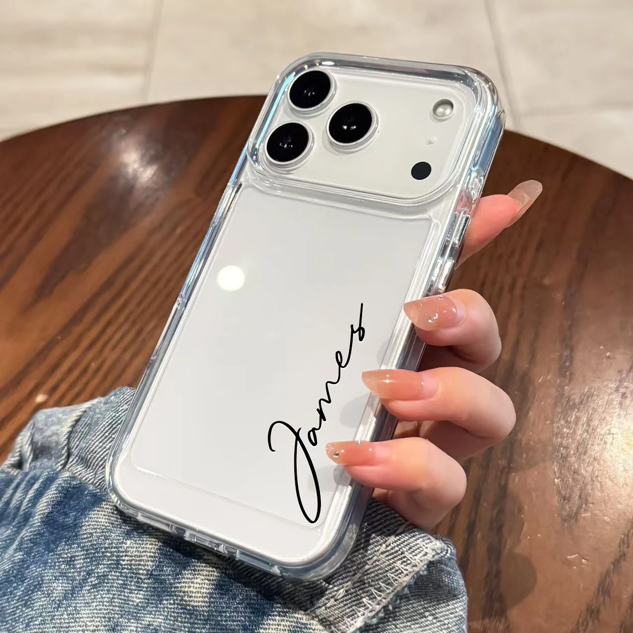 Coque personnalisée avec nom pour iPhone17, 16, 15, 14, 13, 12, 11 Pro Max Plus, housse de luxe en TPU souple et transparent, antichoc