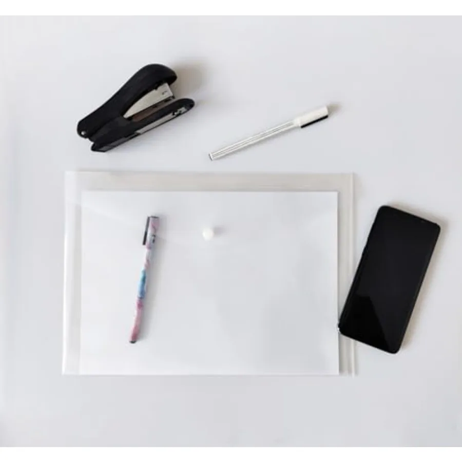 20 قطعة مغلف بلاستيكي شفاف مع زر إغلاق Sp البلاستيك مقاوم للماء مغلف مجلد ملفات مجلد شفاف للمستندات Le