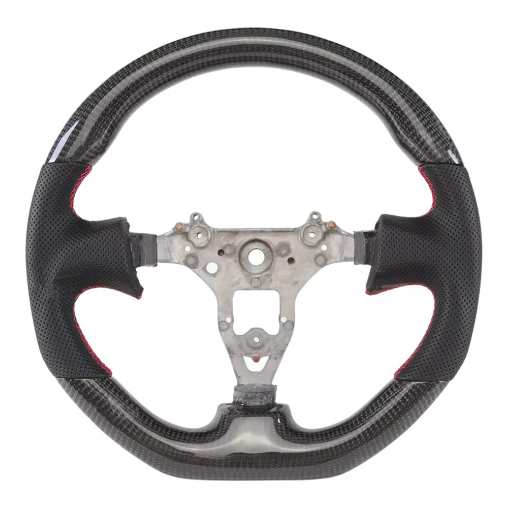 Steering Wheel Carbon FiberRace Display Preforated Leather W/ Red Stitching For Nissan Skyline GT-R R34 1999-2006