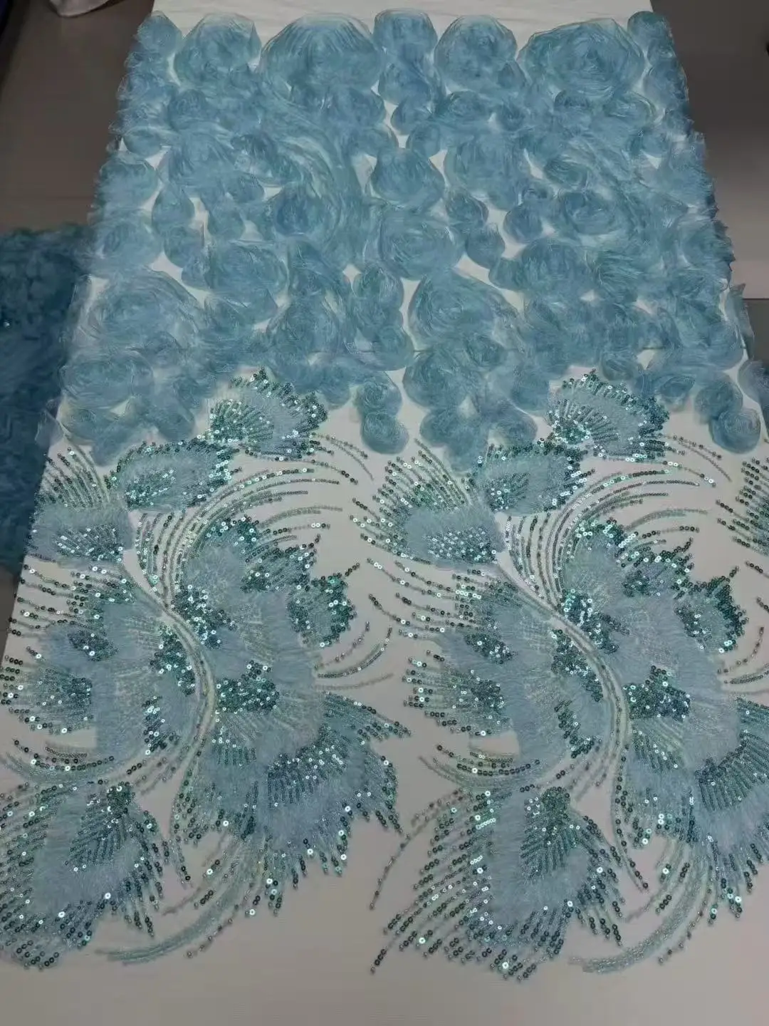 

African 3D Floral Beaded Lace Fabric 2025 French Nigerian Sequin Lace Fabric for Bridal Wedding Party Dress Material