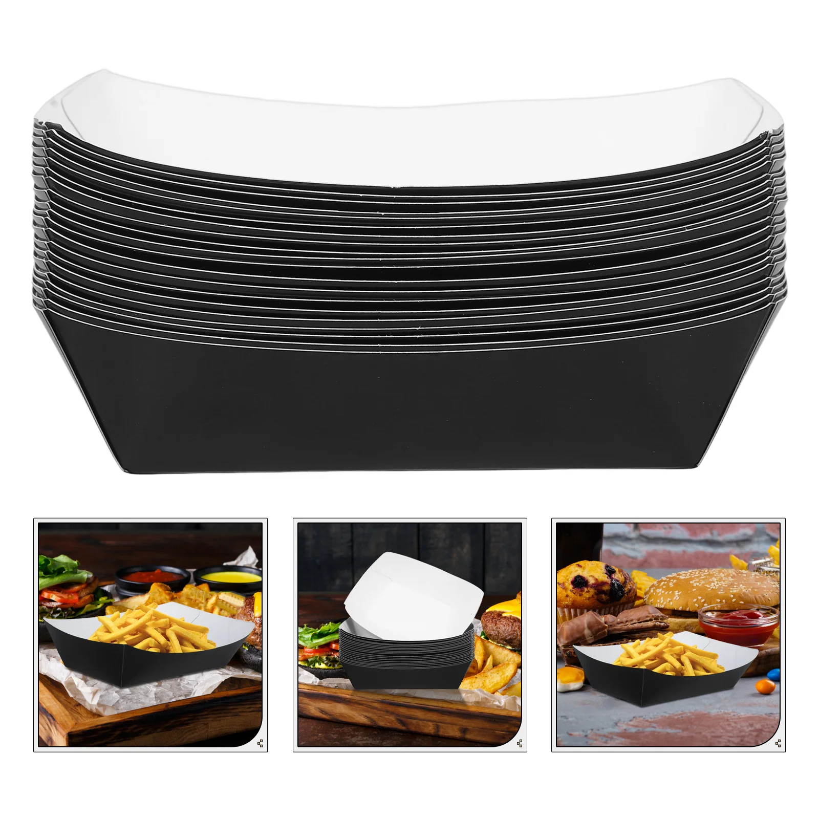 

Kraft Paper Packing Box Containers for Food Sage Decorations Black Party Trays