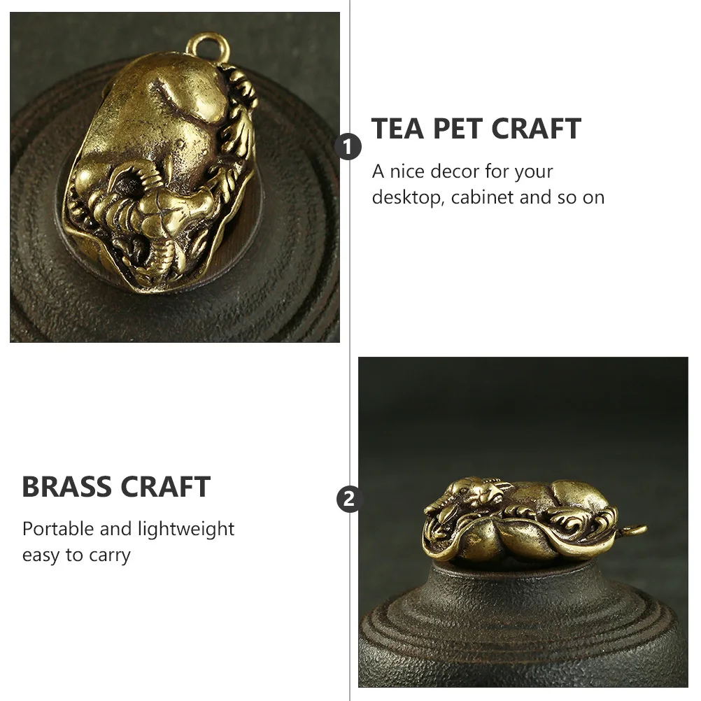 

2Pcs Water Buffalo Desktop Ornament Copper Material Tea Pet Craft Small Vintage Brass Home Decoration Creative Desktop