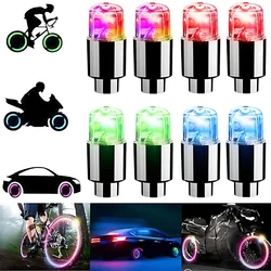 2/8pcs Tire Valves Cap LED Lights Universal Car Motorcycle Bicycle Tyre Hub Motion Sensor Glowing Bulbs Cycling Lamp Accessories