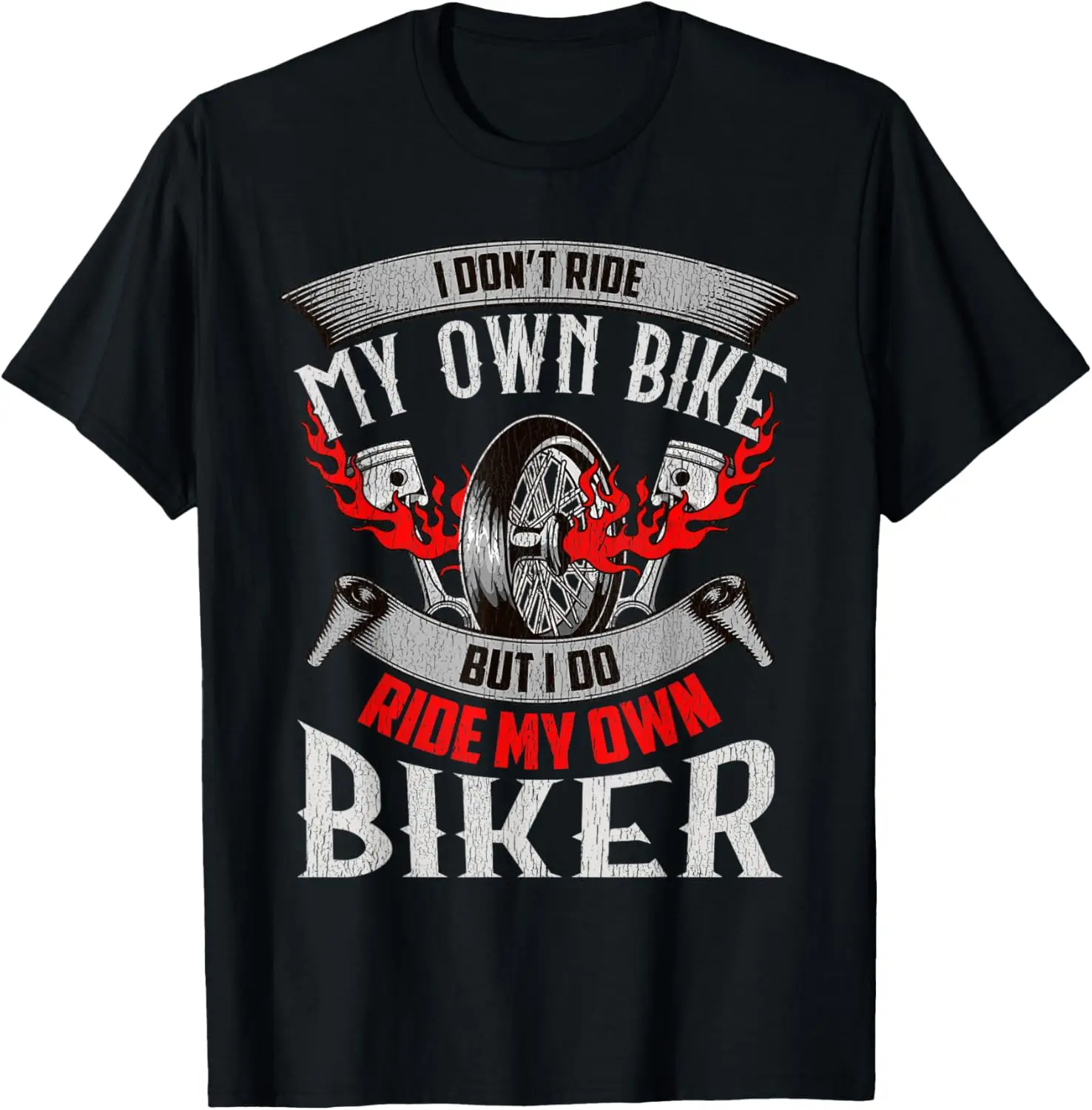 

Красная мотоциклетная футболка «I Don't Ride My Own Bike Biker Chick Wife»