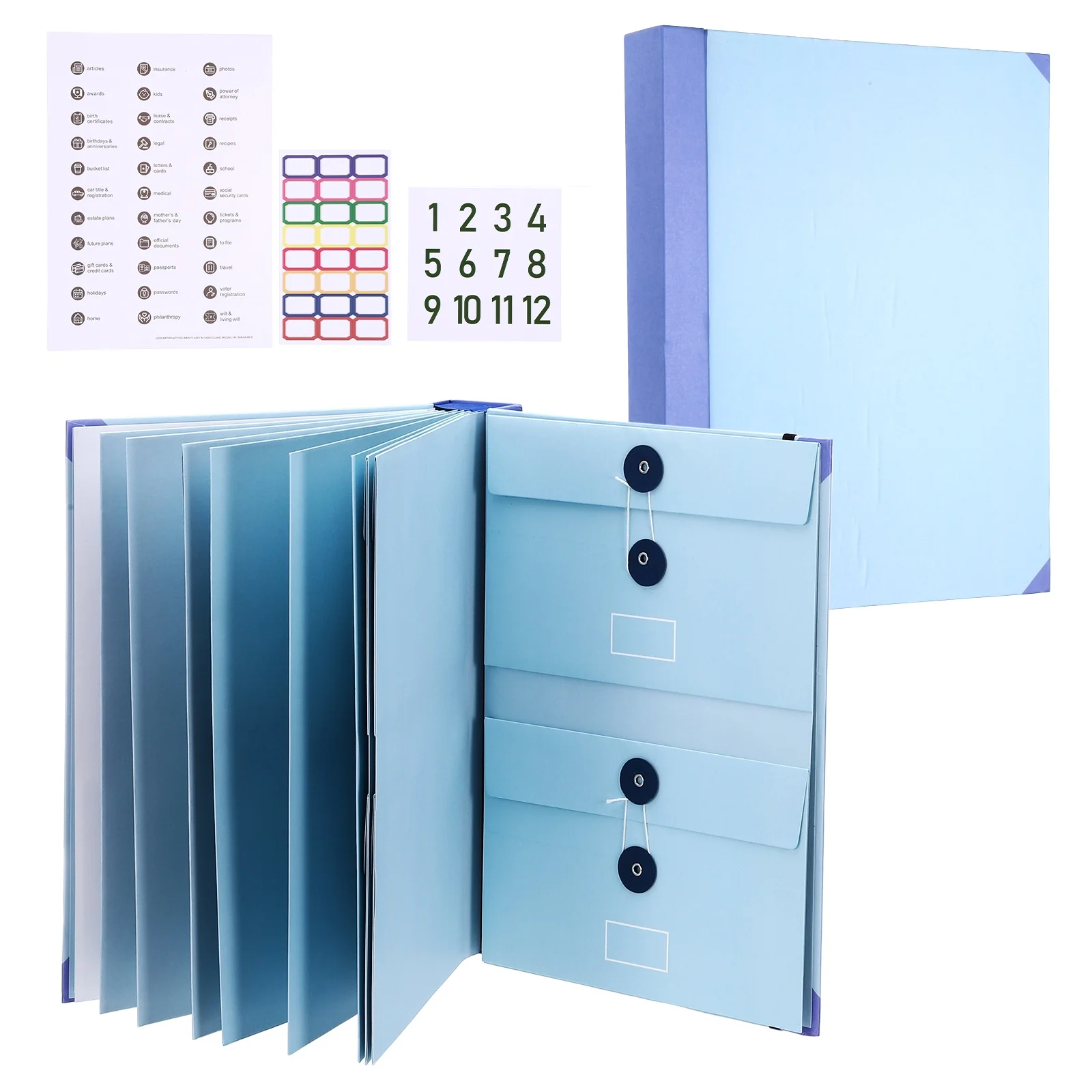 Important Document Organizer A4 Document Binder Folio Folder with Pocket Expanding File Folder with Label Stick for Certificate