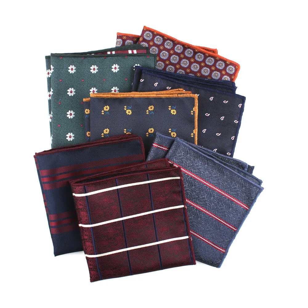 Men Square Polyester Jacquard Handkerchiefs Vintage Classic Men Pocket Towel For Wedding Party Square Handkerchief Hanky ZB608