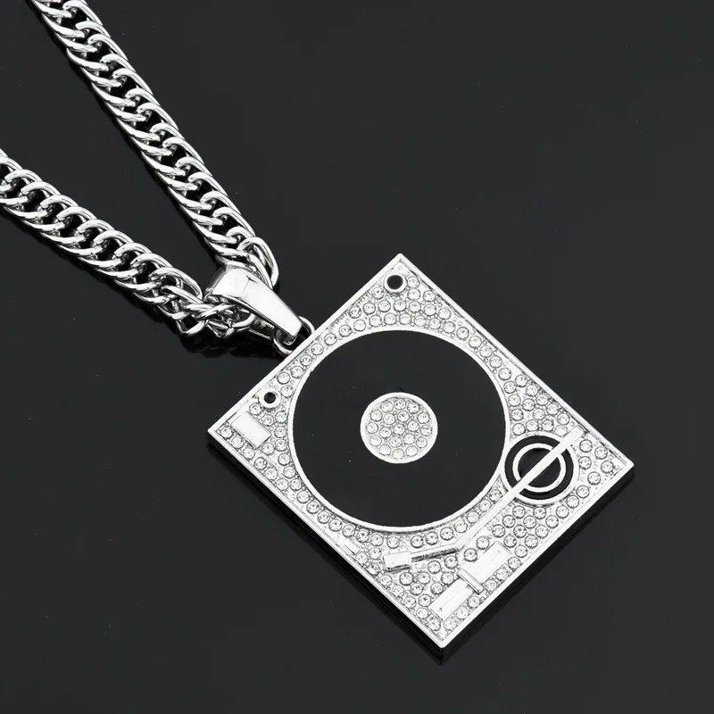 

Dj Phonograph Big Pendant Necklace for Men Jewelry Hip Hop Rapper Gold Bijoux Music Hiphop Rock Rap Necklaces Mens Jewellery