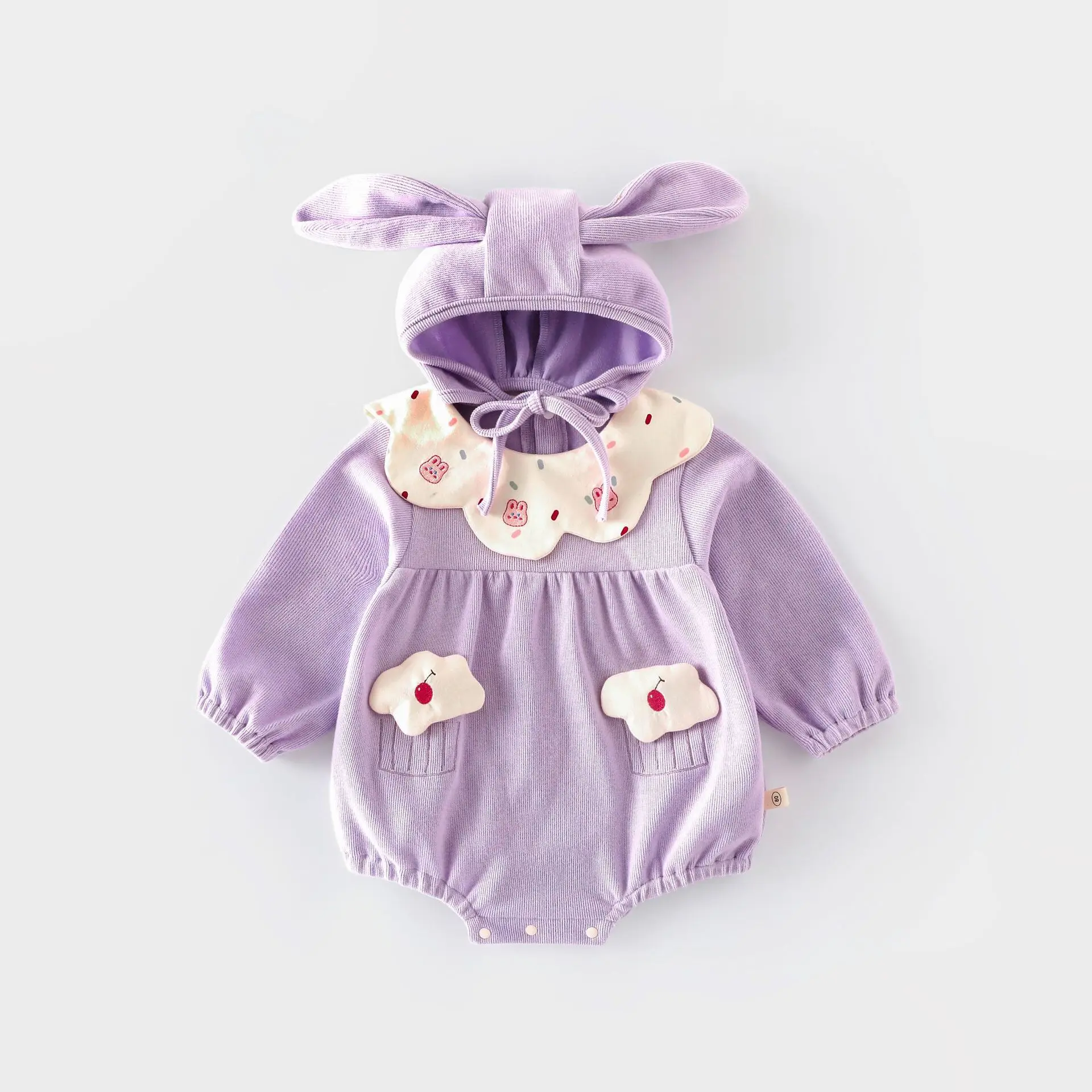 

Autumn Baby Girl Long Sleeve Romper Set with Rabbit Ear Hat Cute Bodysuit Outfit for 0-2 Years Old Toddler