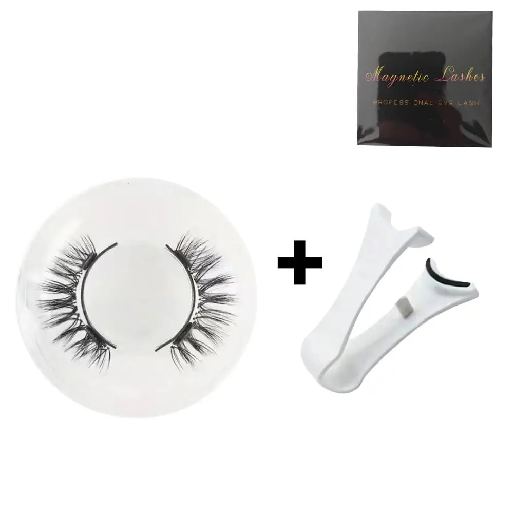 新しい磁気まつげセット 1 ペア再利用可能接着剤不要つけまつげ磁気ピンセット付きカーリーフェイクまつげメイクアップツール