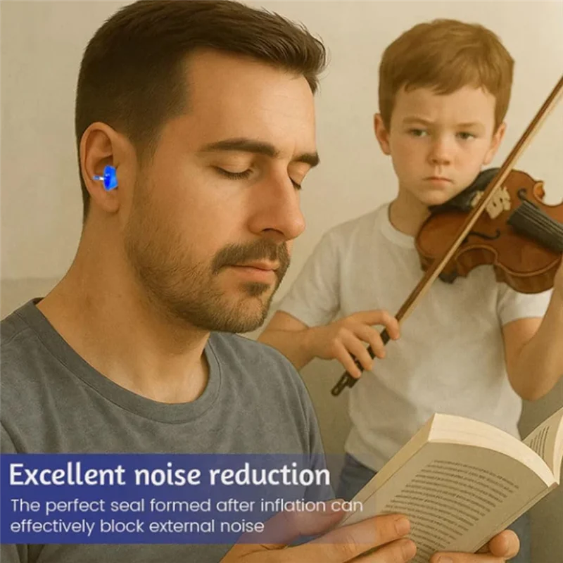 BTLIFE-Sleep Aid سدادات أذن قابلة للنفخ، زوجان من سدادة الأذن السائلة ذاتية التكيف، وسادات أذن من السيليكون المقاوم للماء وقابلة لإعادة الاستخدام