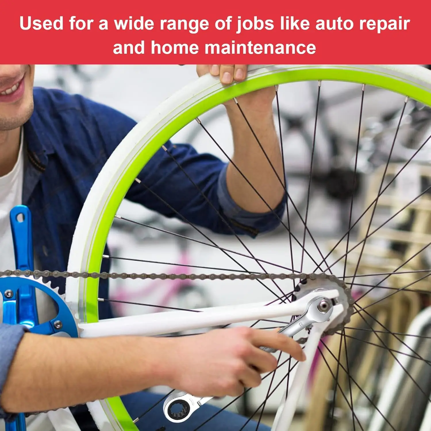 مجموعة مفاتيح ربط برأس مرن مكونة من 12 قطعة، مجموعة مفاتيح تصعيد، متري 8-19 مم، 72 سنًا، مجموعة مفاتيح ربط بسقاطة من الفولاذ Cr-V مع حقيبة #6